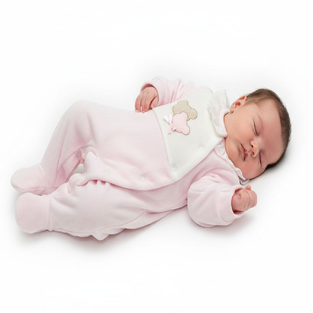 Babygrow em veludo rosa urso