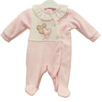 Babygrow em veludo rosa urso
