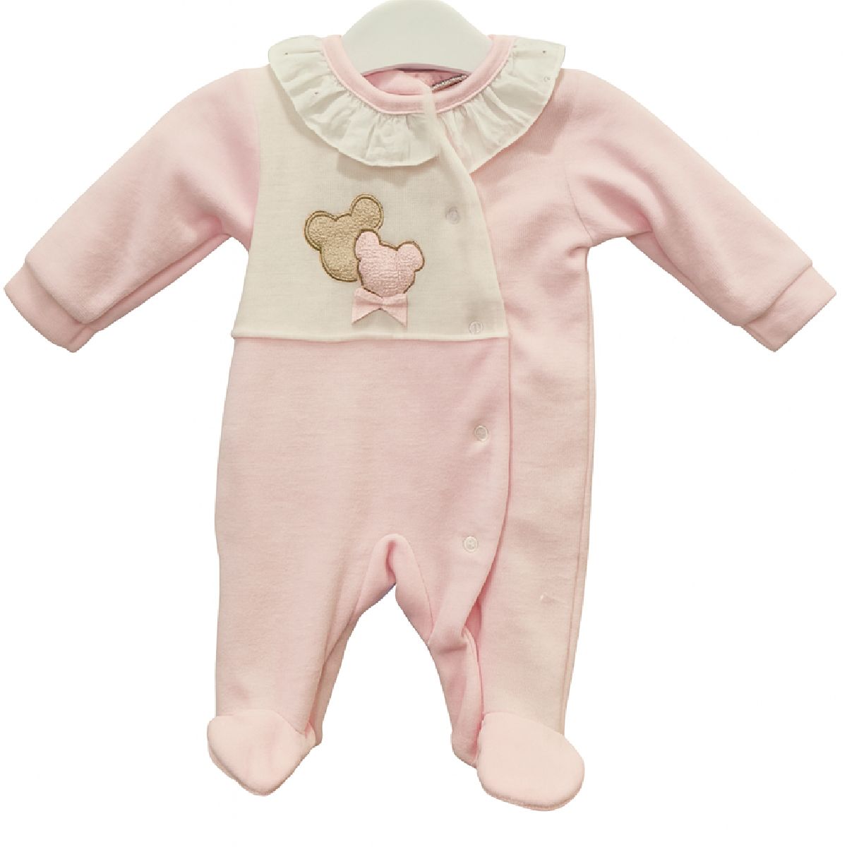Babygrow em veludo rosa urso