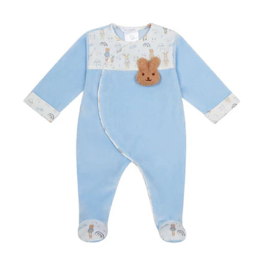 Babygrow em veludo azul urso | DEOLINDA