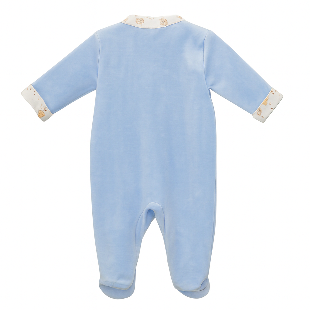 Babygrow em veludo azul urso | DEOLINDA