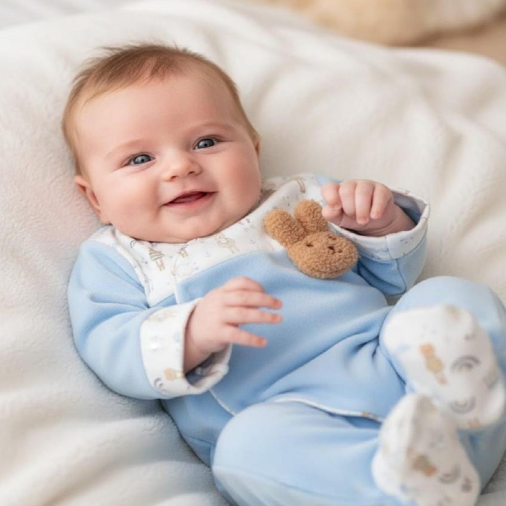 Babygrow em veludo azul urso | DEOLINDA