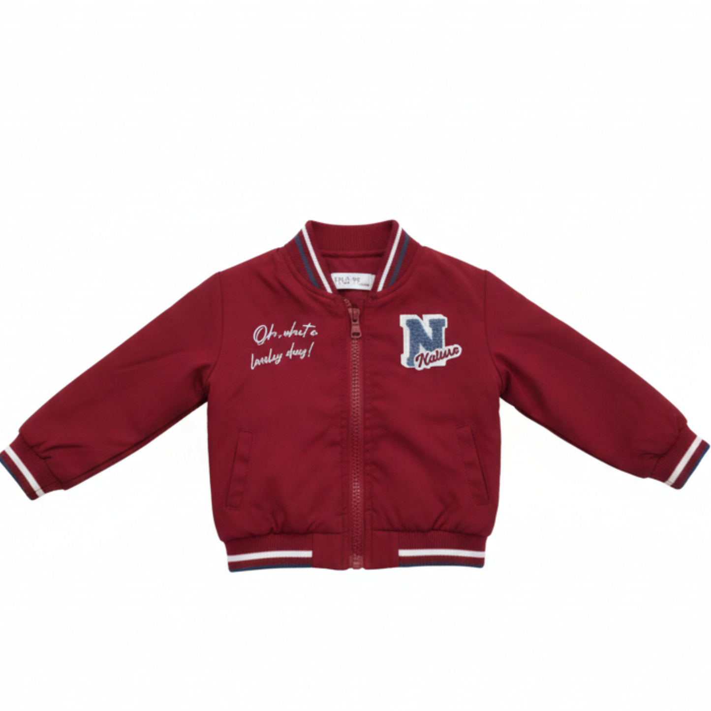 Conjunto 3 Peças: Casaco Estilo Americano Vermelho, T-shirt e Calças de Ganga