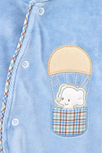 Babygrow em veludo azul elefante