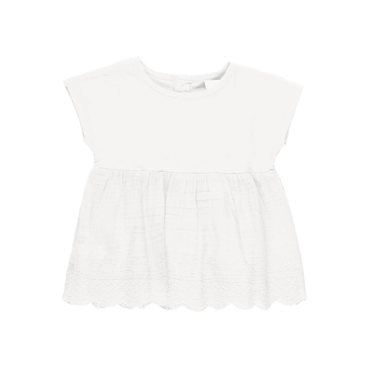 Blusa Combinada com Bainha Bordada