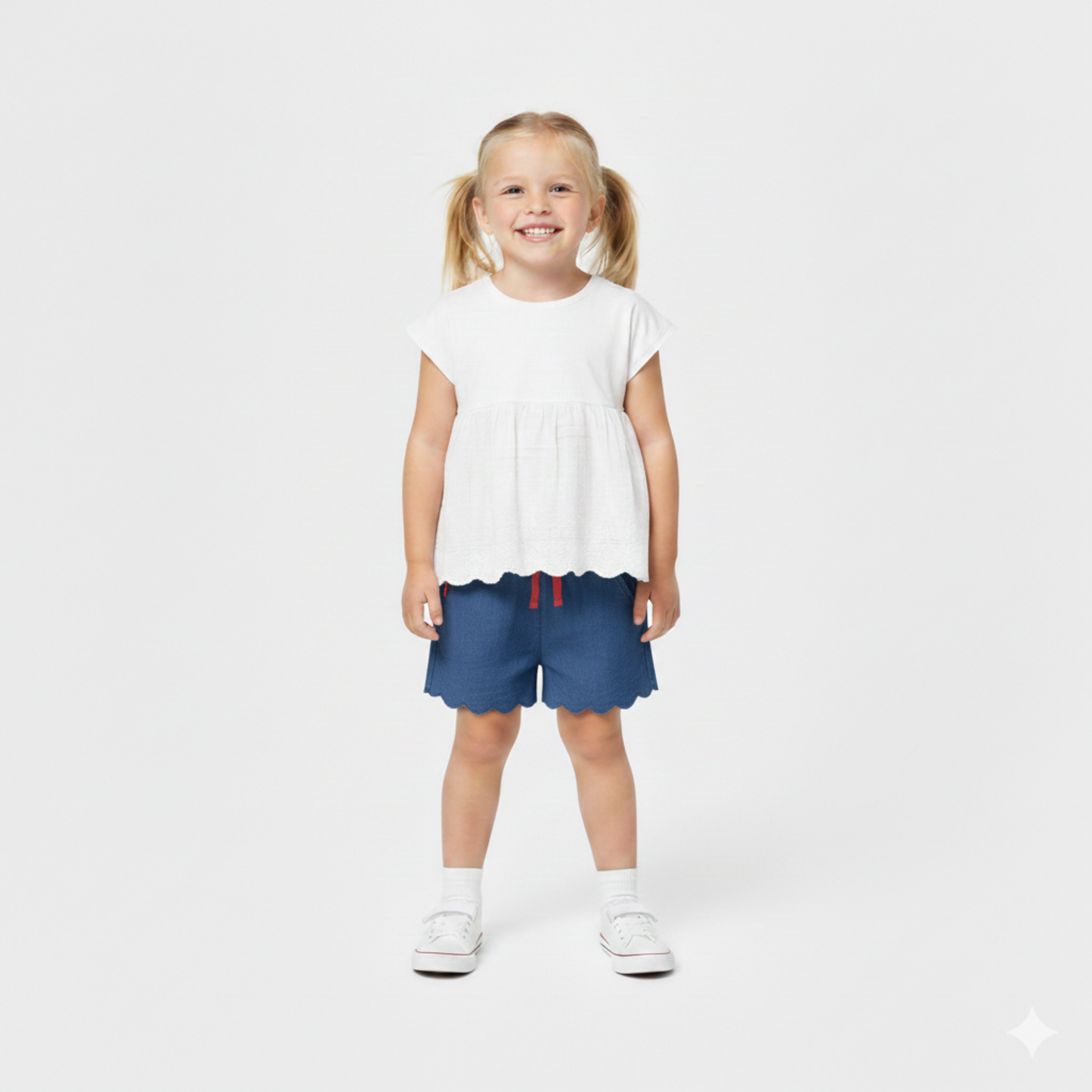 Blusa Combinada com Bainha Bordada