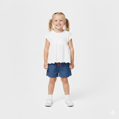 Blusa Combinada com Bainha Bordada