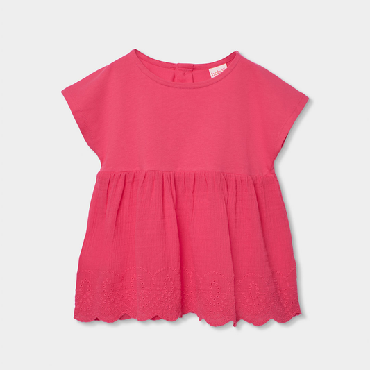 Blusa Combinada com Bainha Bordada