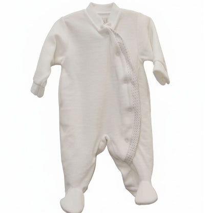 Babygrow em veludo azul / branco