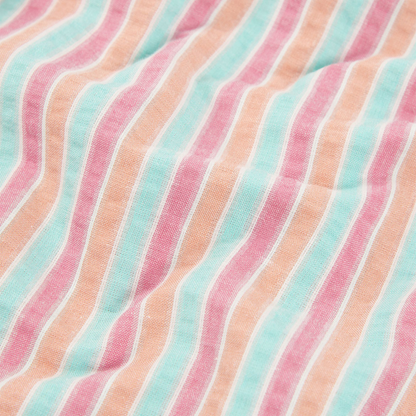 Vestido às Riscas com Detalhe em Croché