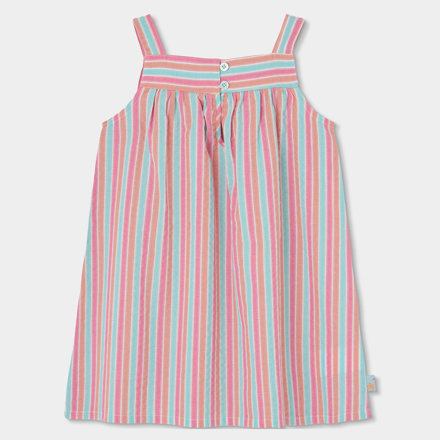 Vestido Infantil às Riscas com Detalhe em Croché – Rosa e Azul