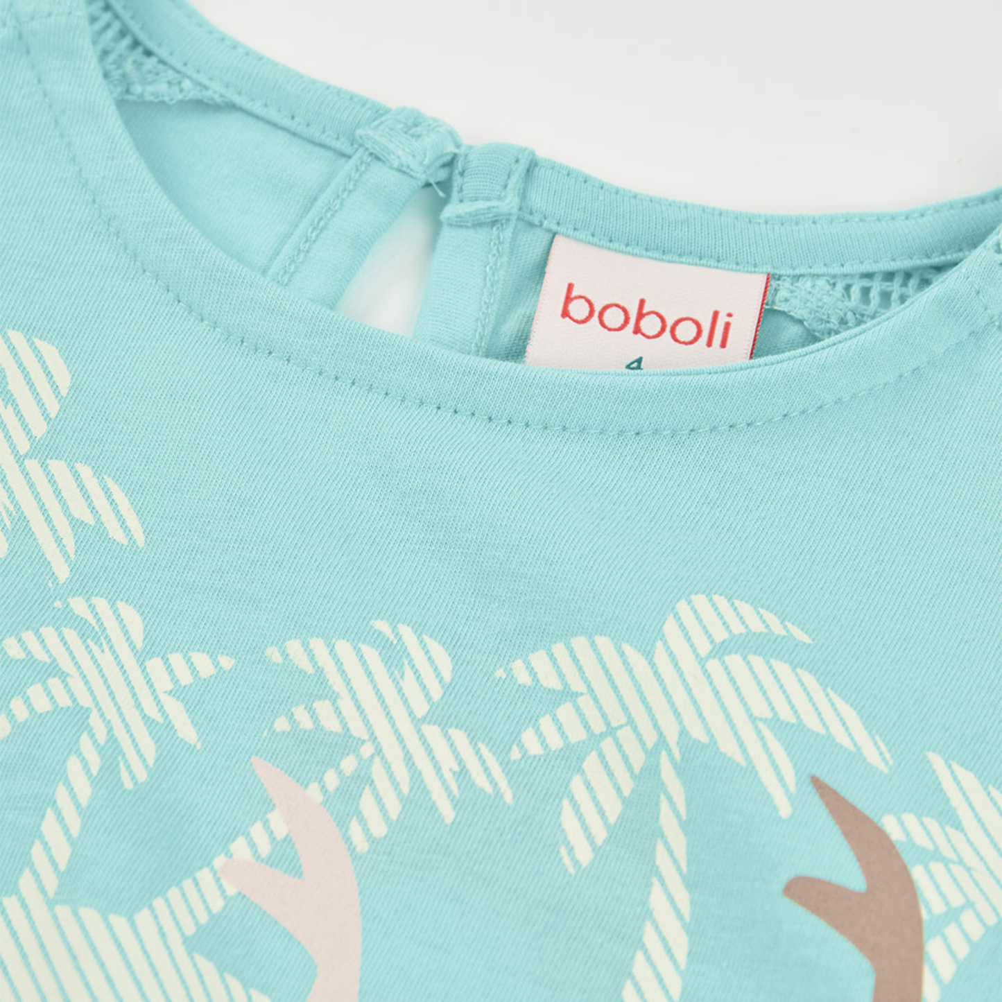 T-shirt Infantil Azul Turquesa com Estampado Verão e Aplicações – Confortável e Fresca