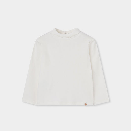 Camisola de Gola Alta Canelada Branca