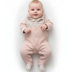 Babygrow veludo rosa "Flourish" | BABI