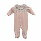 Babygrow veludo rosa "Flourish" | BABI