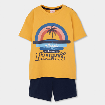 Conjunto Amarelo e Azul “Welcome to Hawaii”