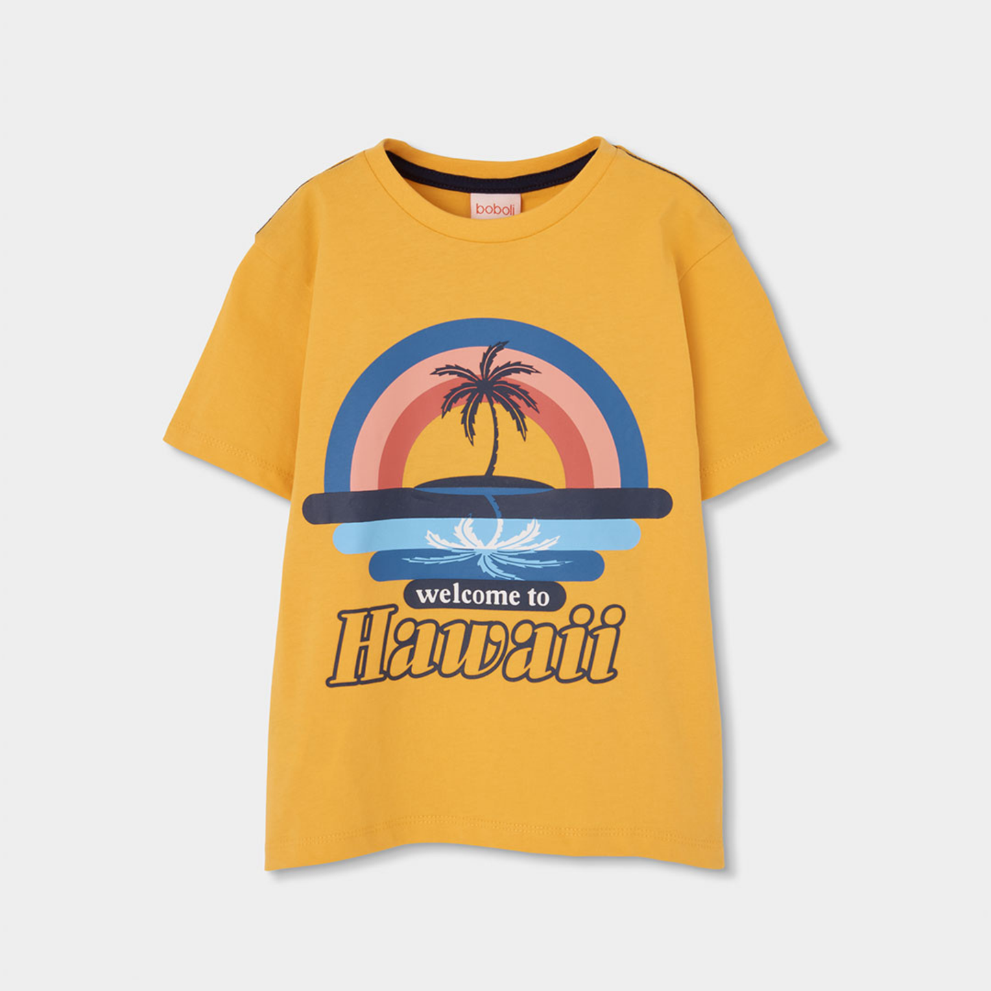 Conjunto de Verão para Criança Amarelo e Azul “Welcome to Hawaii” | T-Shirt + Calções