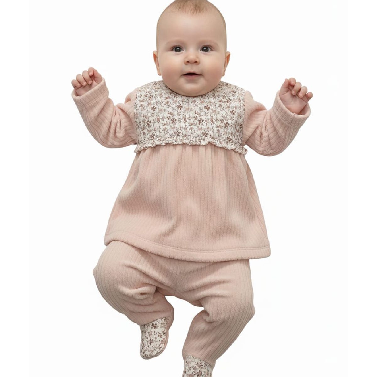 Conjunto 2pc veludo rosa "Flourish" | BABI