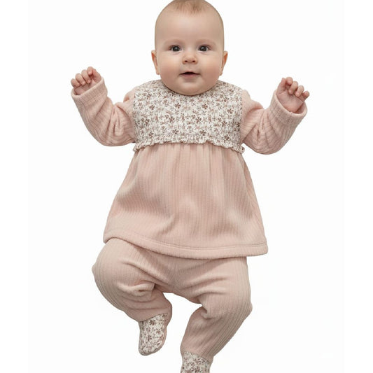 Conjunto 2pc veludo rosa "Flourish" | BABI