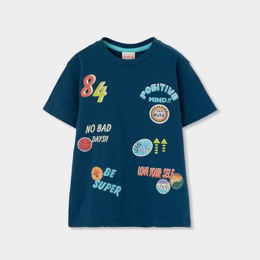 T-shirt Azul Marinho para Menino com Estampados Gráficos