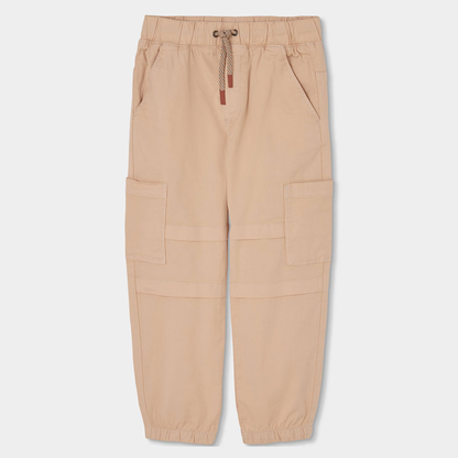 Calças Gabardina com Cintura Elástica Bege