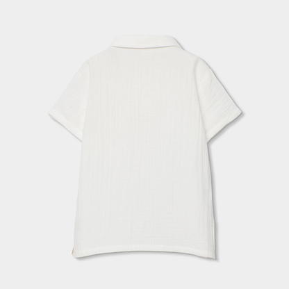 Polo em Musselina de Algodão Branco
