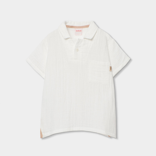 Polo infantil de algodão branco