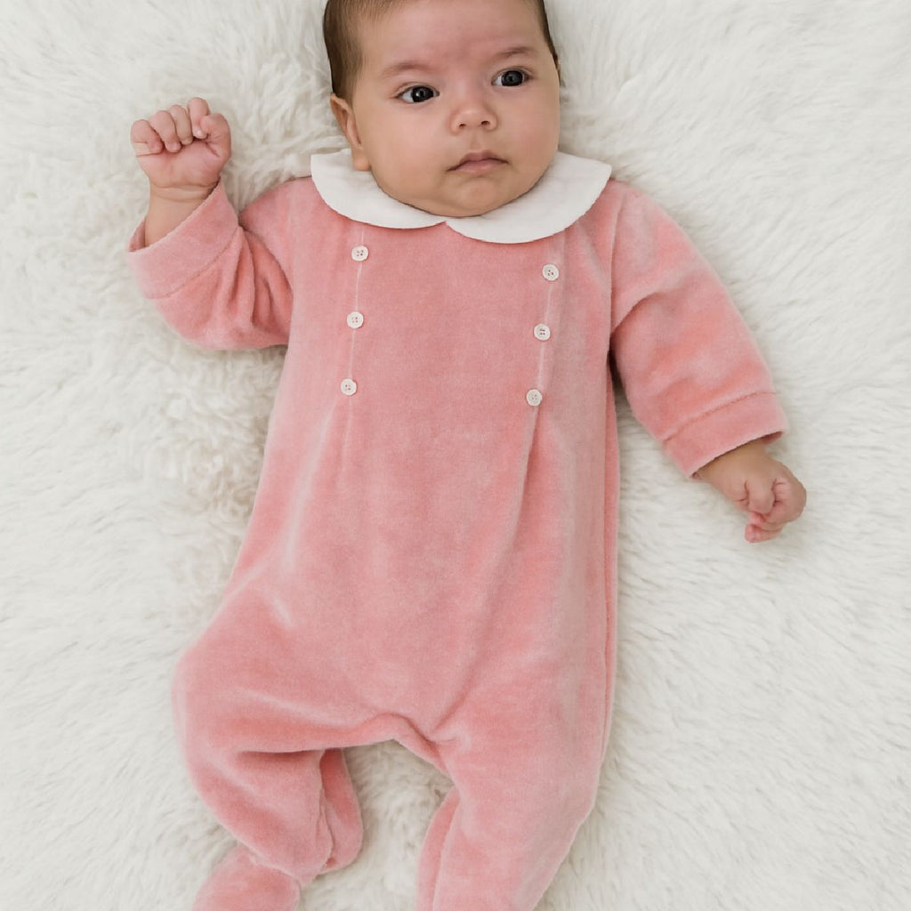 Babygrow de veludo rosa velho