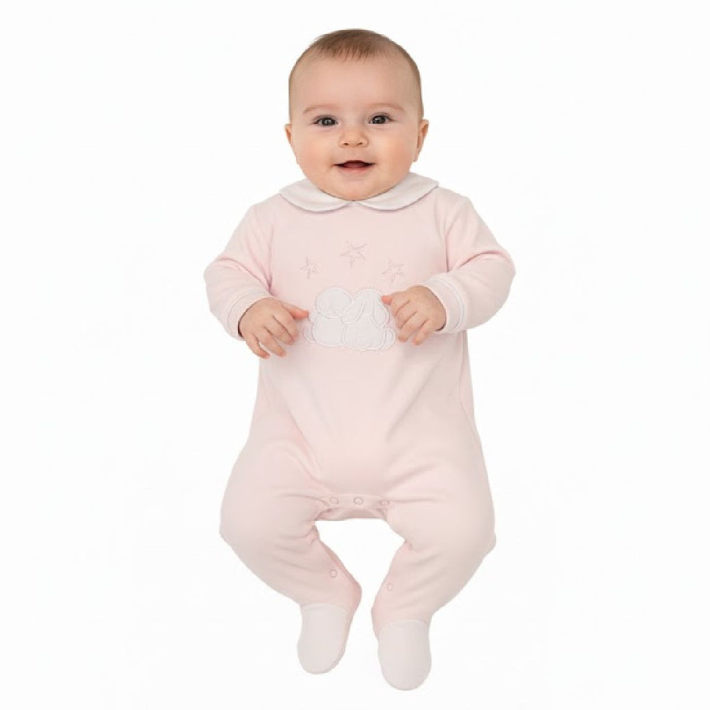 Babygrow veludo rosa coelhos