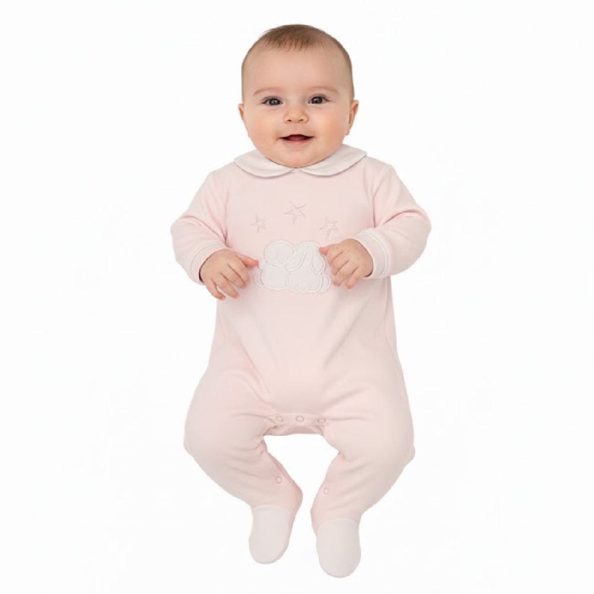 Babygrow veludo rosa coelhos