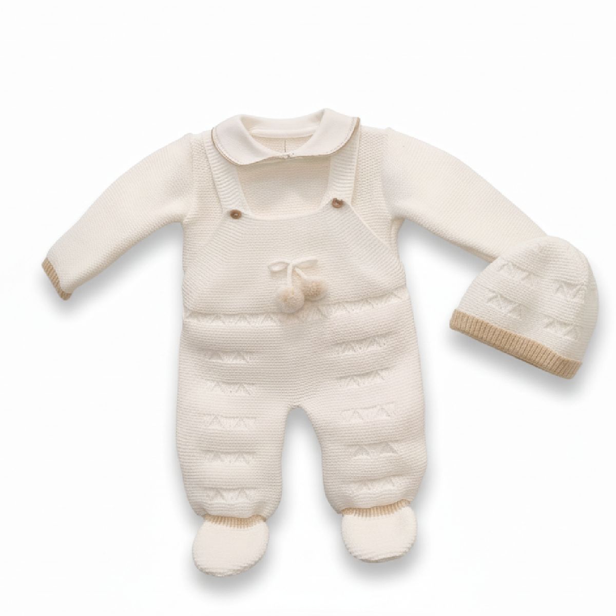 Conjunto de 3 peças malha pérola para bebé