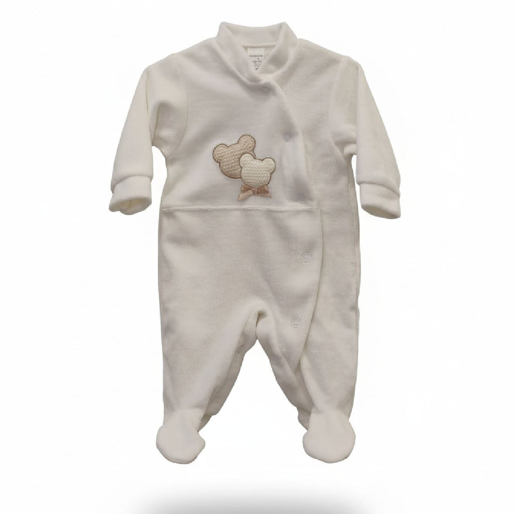 Babygrow em veludo branco urso