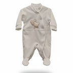 Babygrow em veludo branco urso