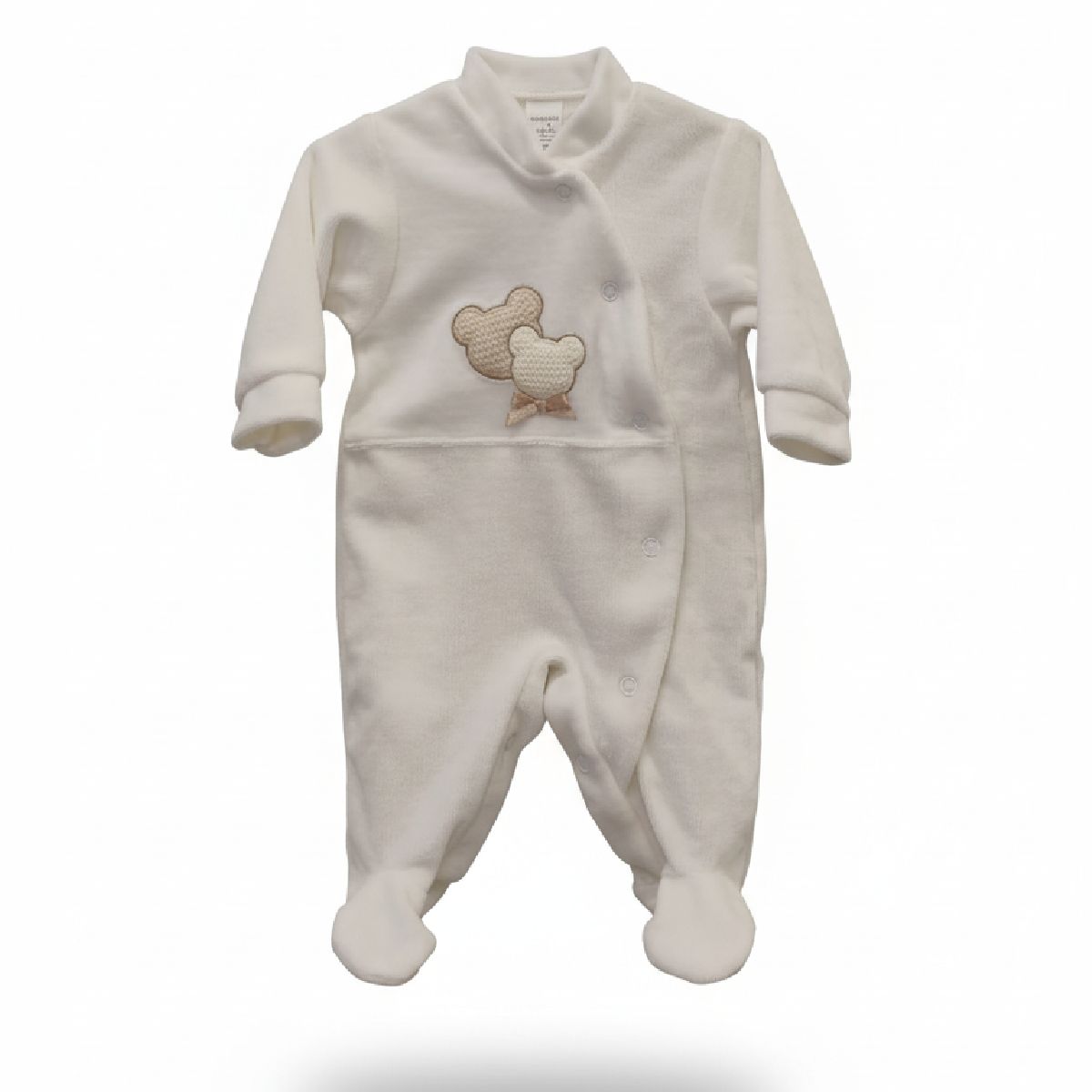 Babygrow em veludo branco urso