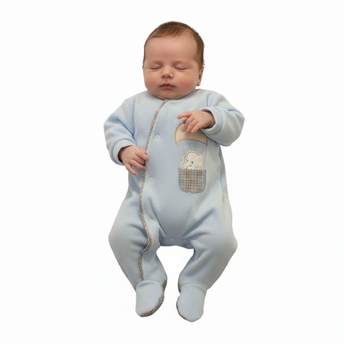 Babygrow em veludo azul elefante