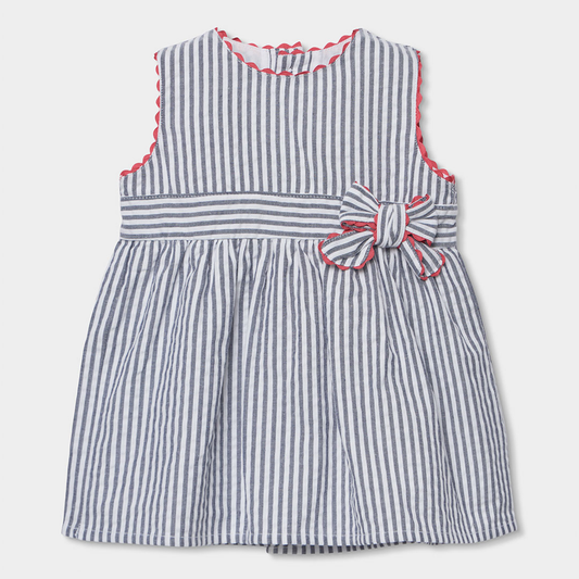 Conjunto de Vestido e Tapa-fraldas às Riscas para Bebé Menina