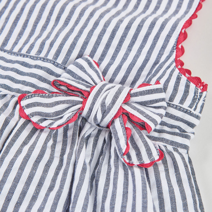 Conjunto de Vestido e Tapa-fraldas às Riscas para Bebé Menina