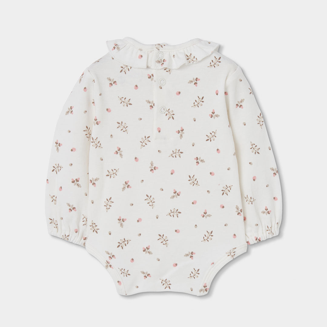 Conjunto Jardineiras e Body Floral com Folhos