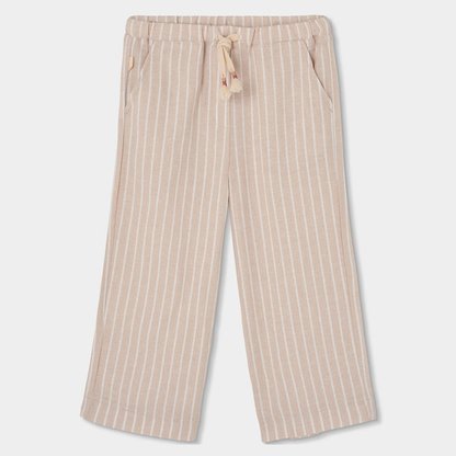 Calças de Linho Às Riscas para Menina