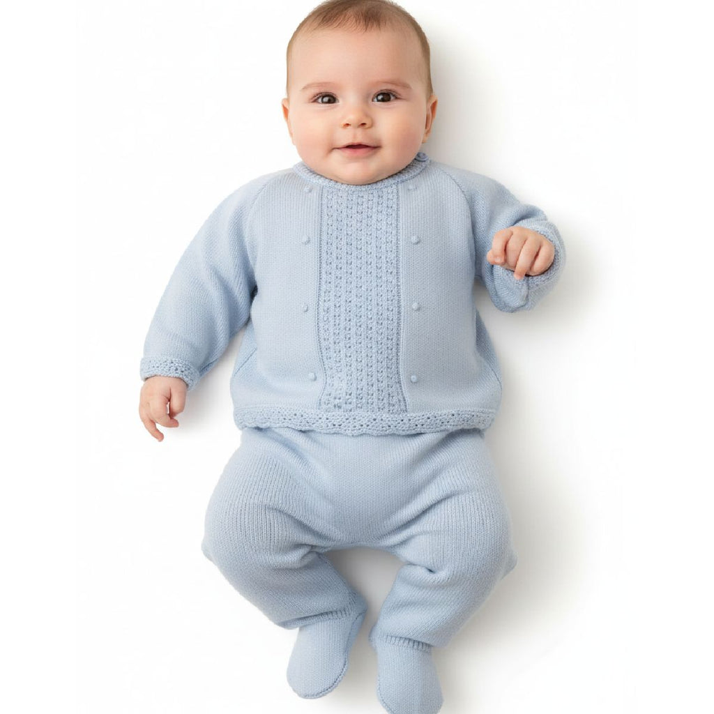 Conjunto de malha bebé menino "angel" 3 pc - Azul | BABI