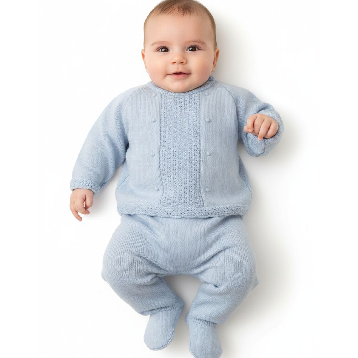 Conjunto de malha bebé menino "angel" 3 pc - Azul | BABI