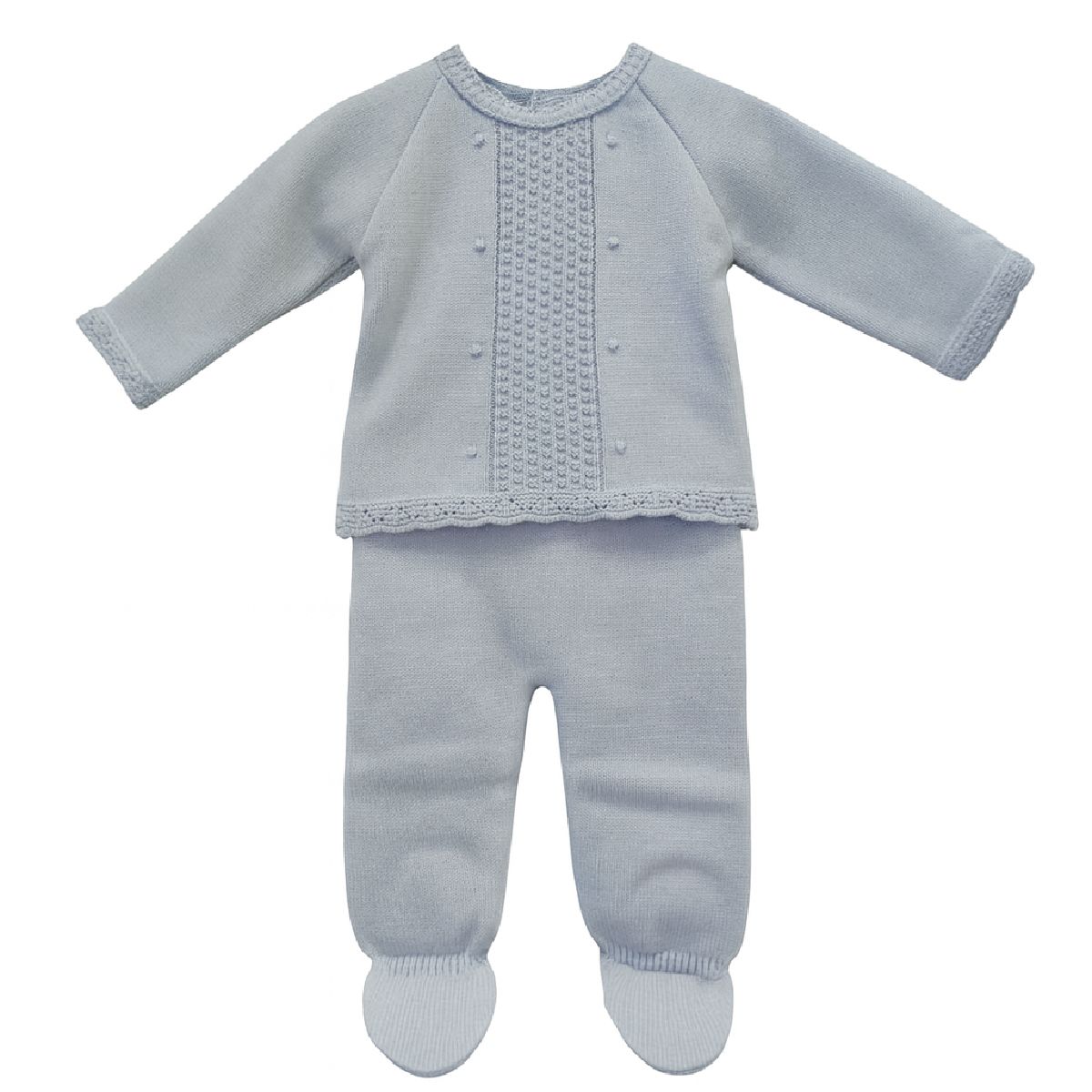 Conjunto de malha bebé menino "angel" 3 pc - Azul | BABI