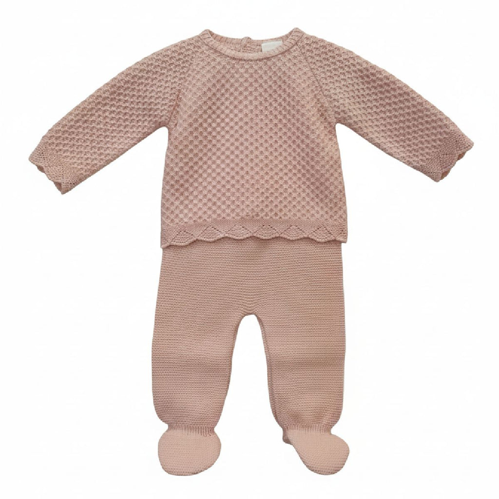 Conjunto de malha bebé menina "soft" - 3pç rosa velho | BABI