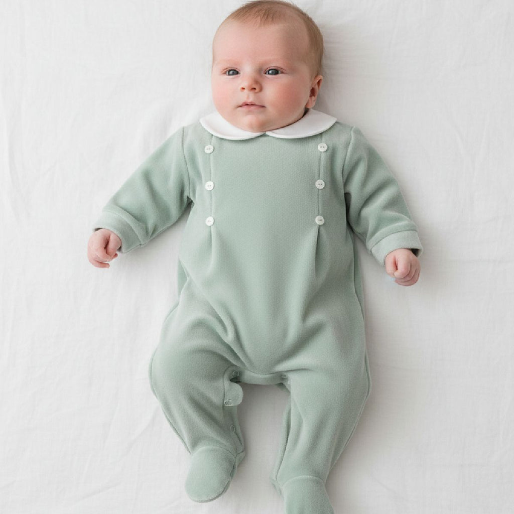 Babygrow de veludo verde