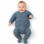 Conjunto de malha bebé menina "soft" - 3pç azul | BABI
