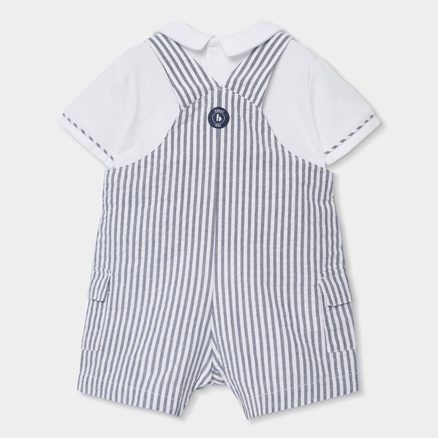 Conjunto Jardineiras e Polo Estilo Marinheiro
