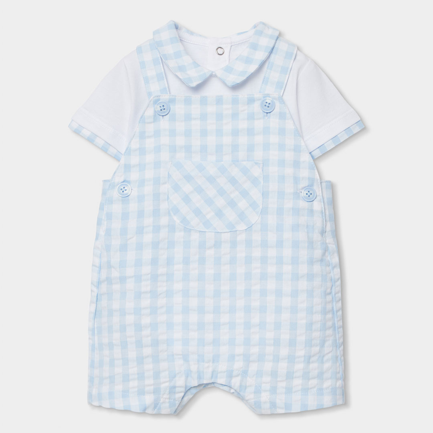Conjunto de Jardineiras Vichy e Polo