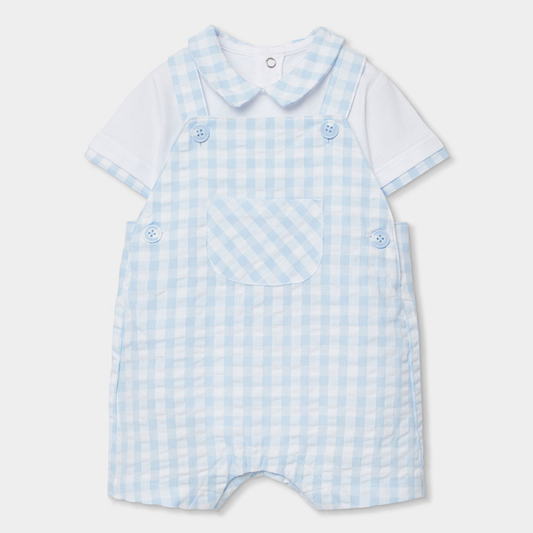 Conjunto de Jardineiras Vichy e Polo