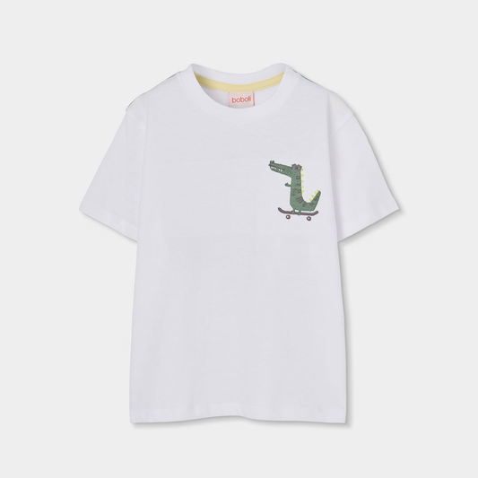 T-shirt com Estampado de Crocodilo