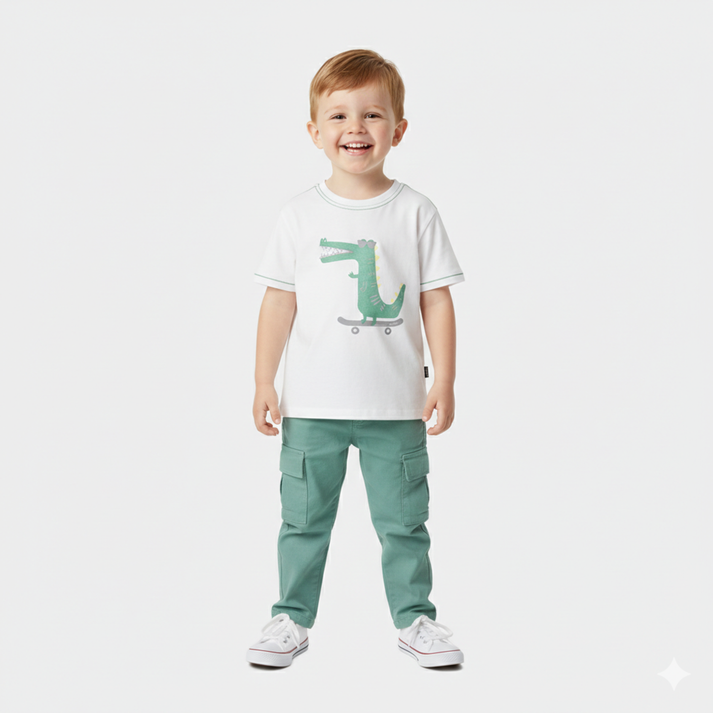 T-shirt com Estampado de Crocodilo